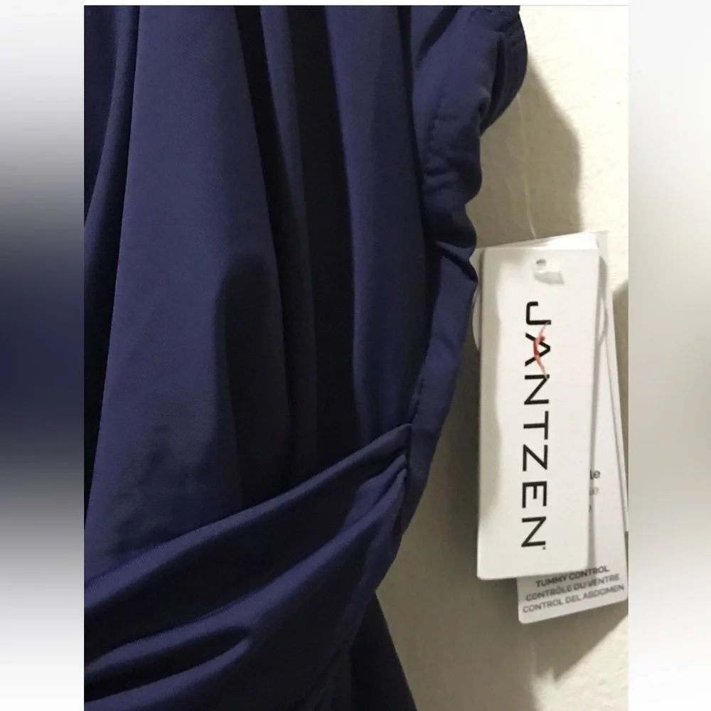 NWT Jantzen Print or Solid Surplice Maillot One- Piece Swimsuit - Mare Blue 22W